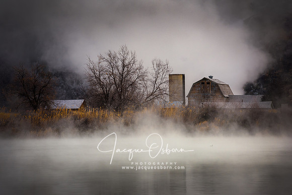 Barn at Ritter Island State Park in Idaho on a cold winter morning -Jacque Osborn Photography - Buhl, Idaho Photographer
